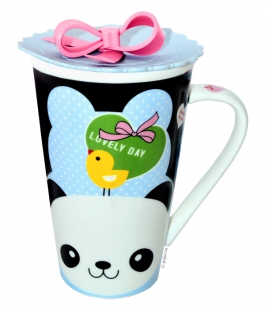 Керамическая кружка с крышкой Panda's Lovely Day 400 мл, вид 1